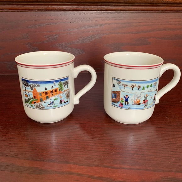 2 NEW Villeroy & Boch Naïf winter Christmas coffee tea hot chocolate mugs - Picture 1 of 4